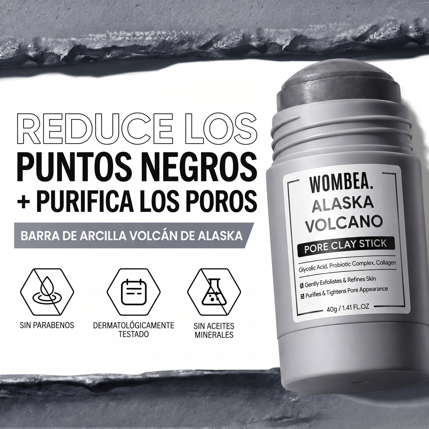 Mascarilla de arcilla limpiadora profunda Volcán de Alaska para los poros