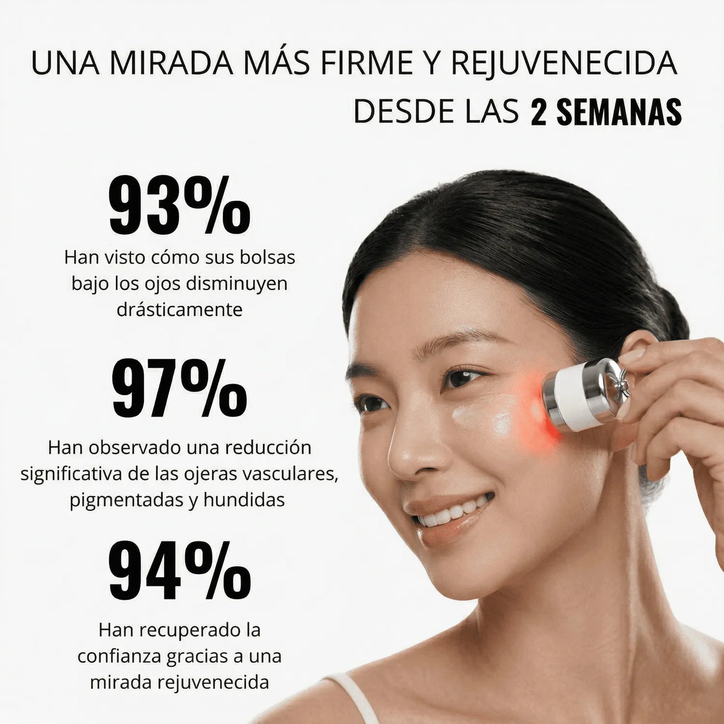 Crema antiedad efecto lifting para el contorno de ojos con luz roja